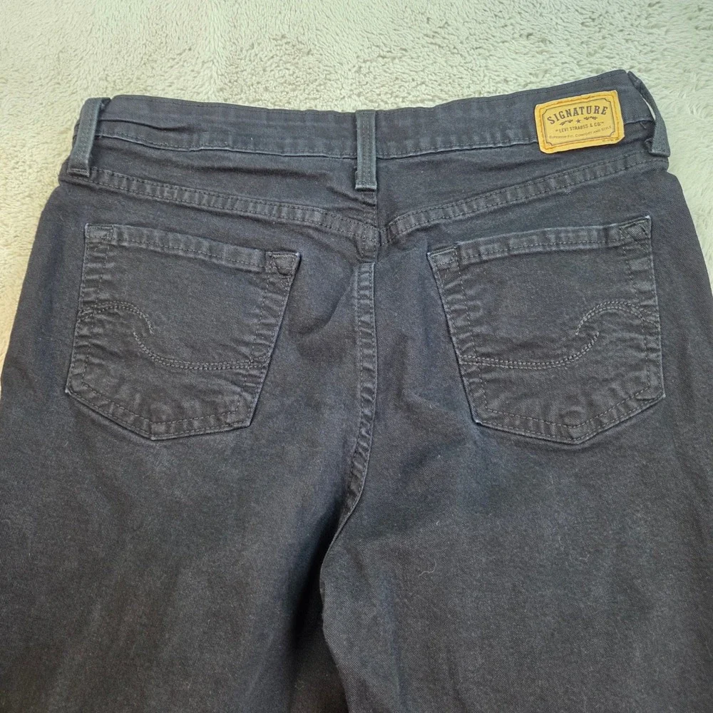 Signature Levi Strauss & Co. Bootcut Jeans Womens Sz 12S At Waist Stretch Black